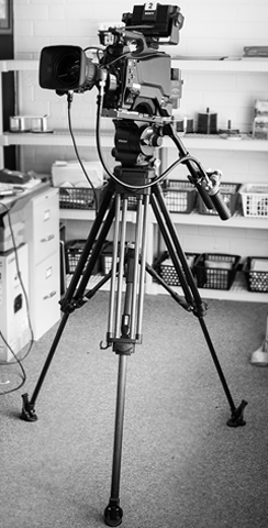 Video Equipment Video Camera on Tripod